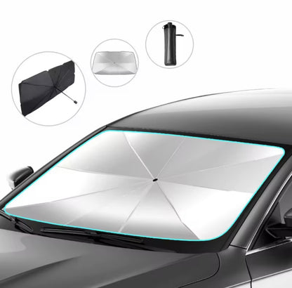 Pare-soleil pare-brise pliable en forme de parapluie